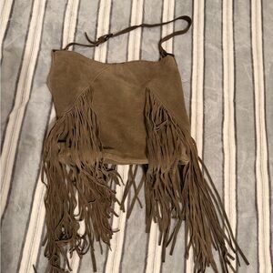 Brown Suede Fringe Purse